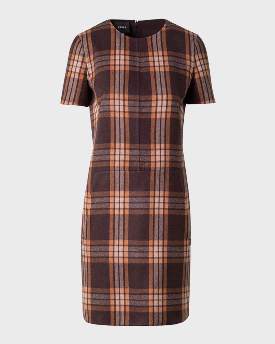 Reversible Check Silk Short Dress