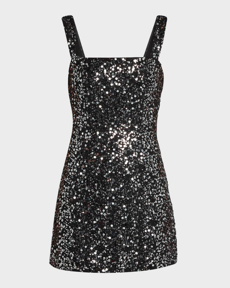 Benson Sequined Bodycon Square-Neck Mini Dress