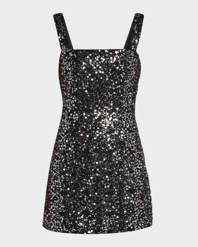 Benson Sequined Bodycon Square-Neck Mini Dress