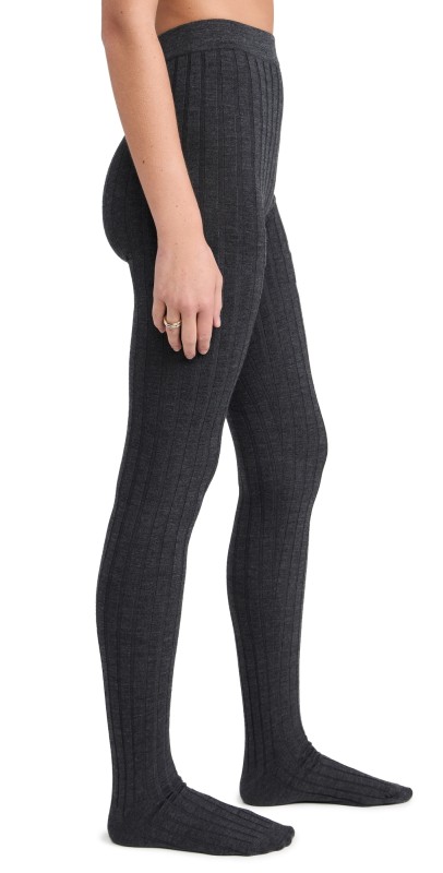 RECTO Daria Rib Panty Stockings Melange Grey
