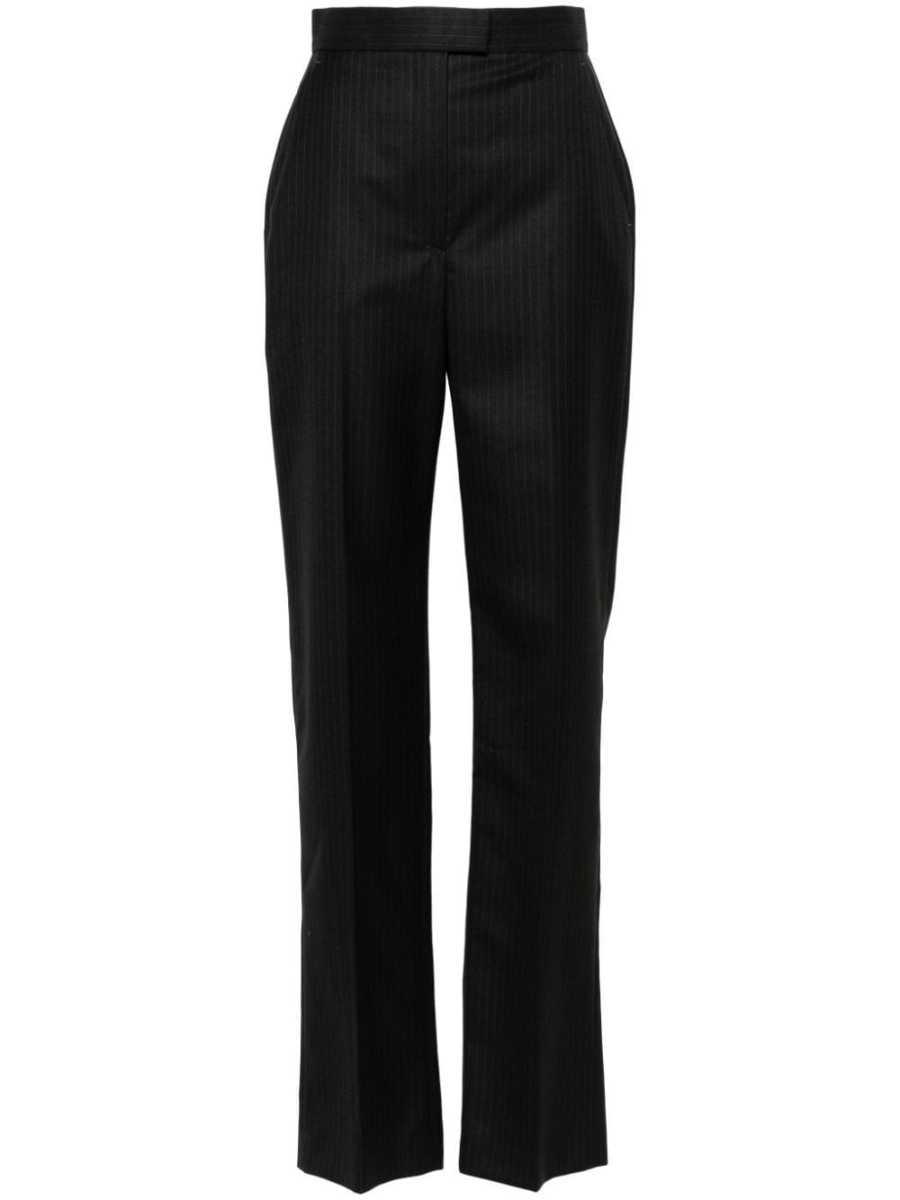 pinstripe wool trousers
