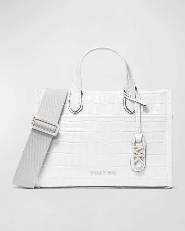 Gigi Small East-West Croc-Embossed Messenger Bag