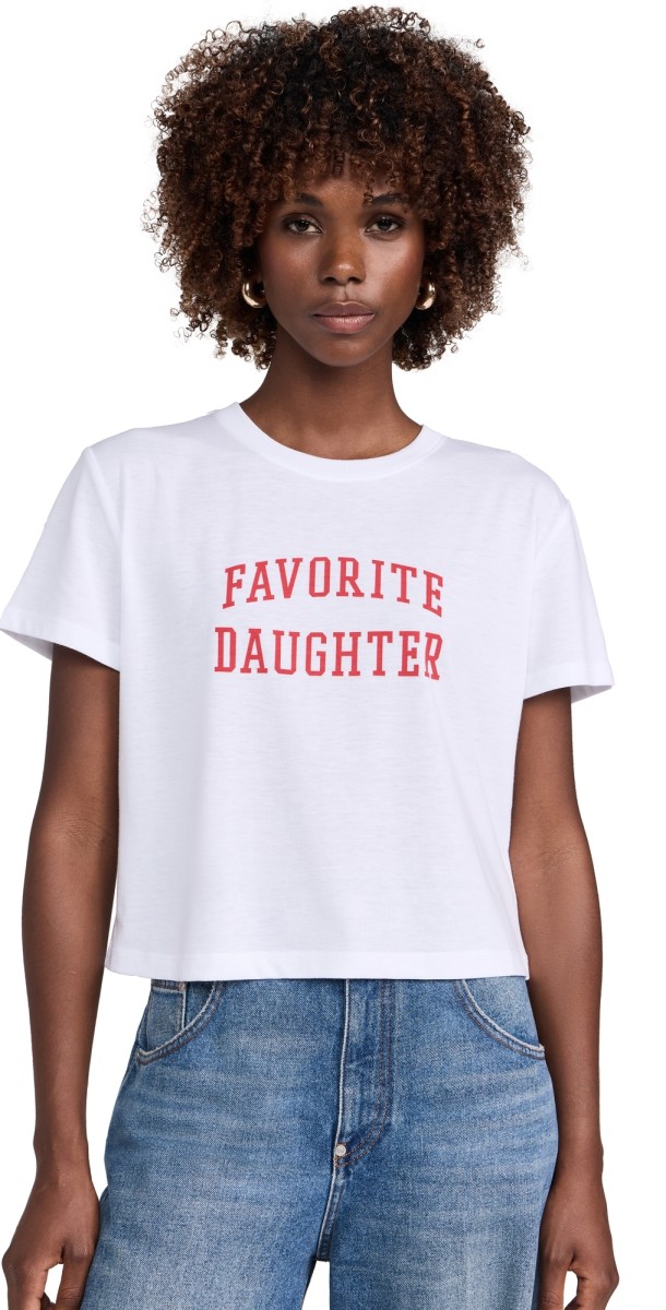 Favorite Daughter Favorite Daughter Cropped Collegiate Tee White Rouge