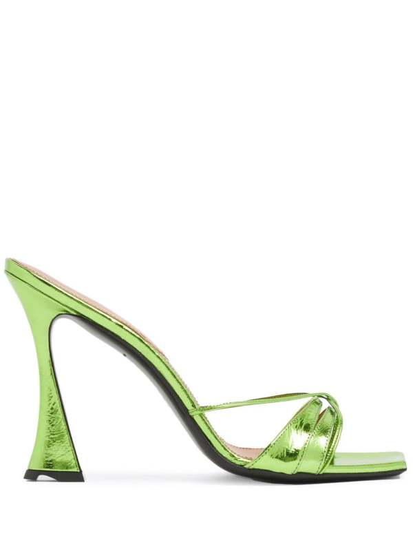 Lust 100mm metallic-effect mules