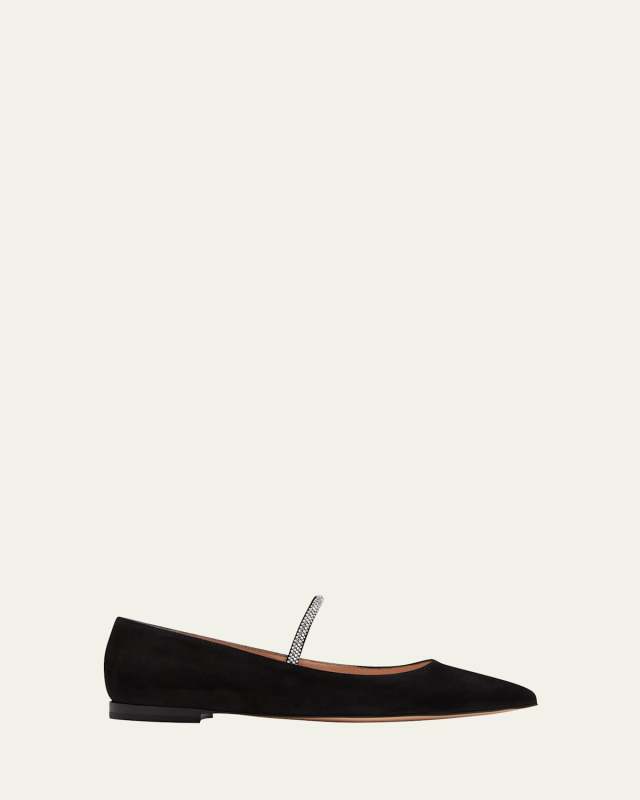 Suede Strass-Band Ballerina Flats