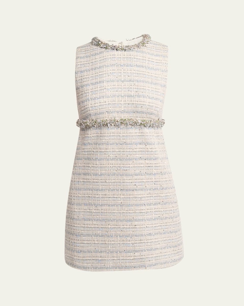 Crystal Sequined Tweed Mini Dress