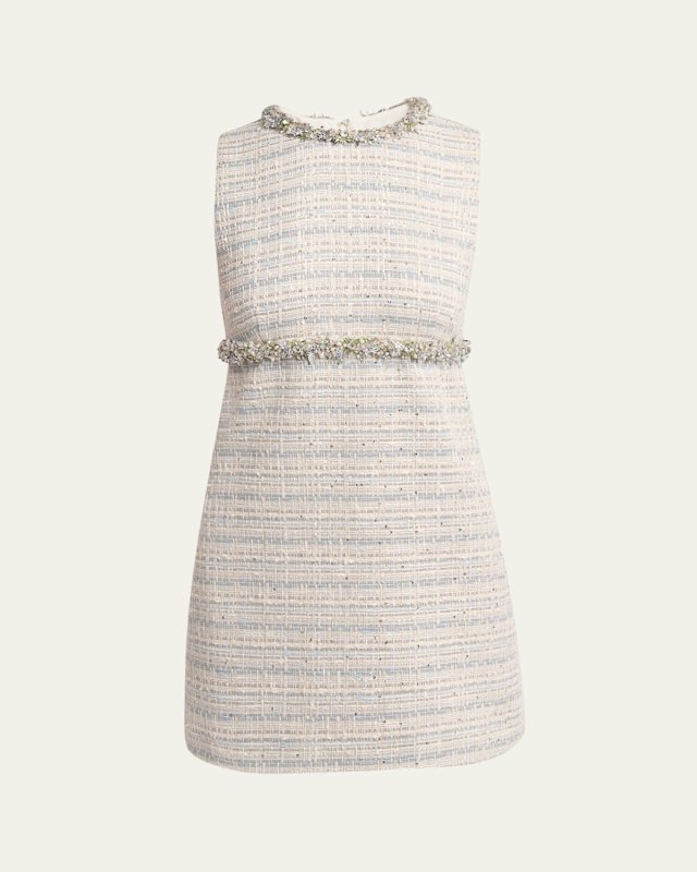 Crystal Sequined Tweed Mini Dress