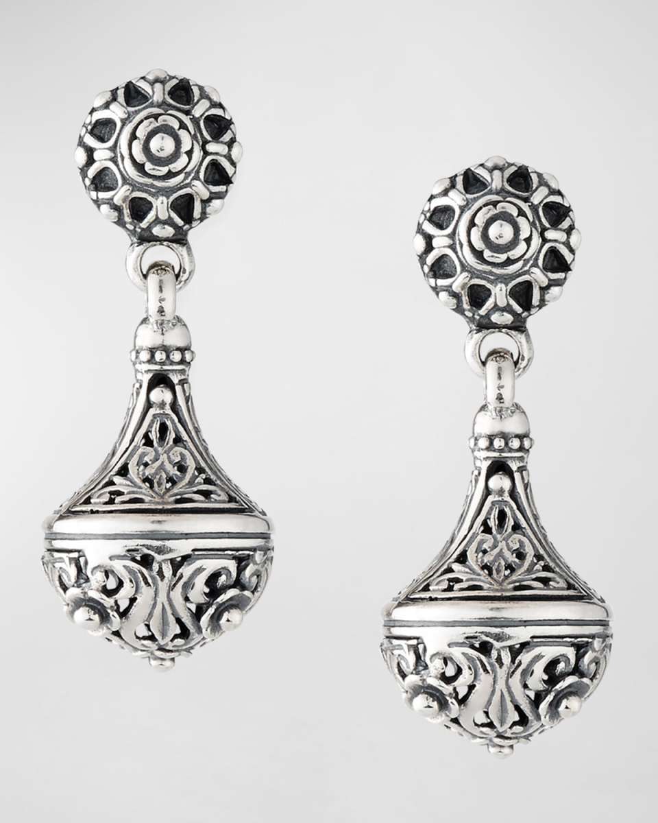 Carved Sterling Silver Drop Earrings