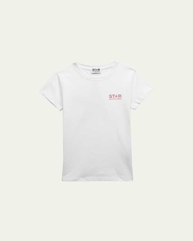 Girl's Glitter Logo-Print T-Shirt, Size