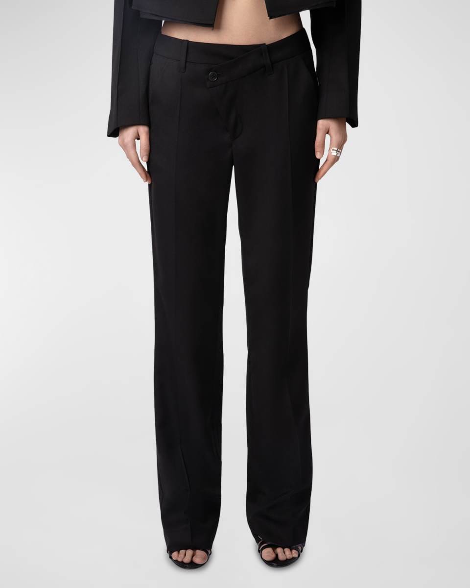 Poxy Low-Rise Straight-Leg Wool-Blend Trousers