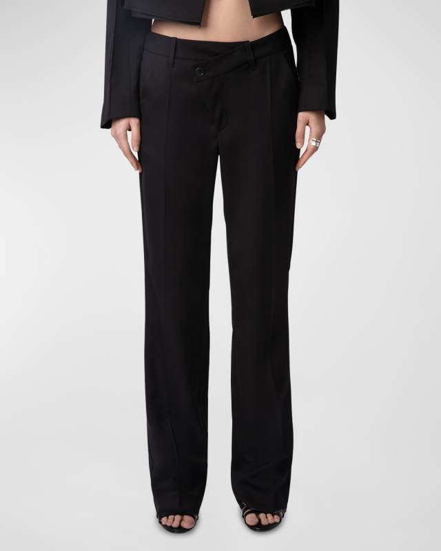 Poxy Low-Rise Straight-Leg Wool-Blend Trousers