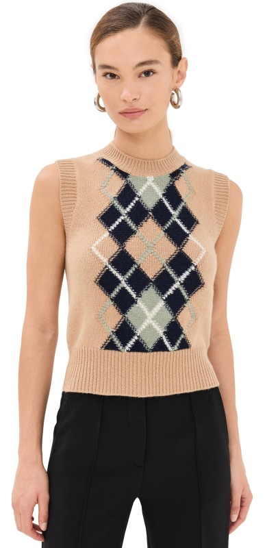AMI Argyle Sweater Nude/Navy/Green Aqua