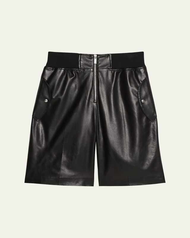 Leather Bomber Shorts