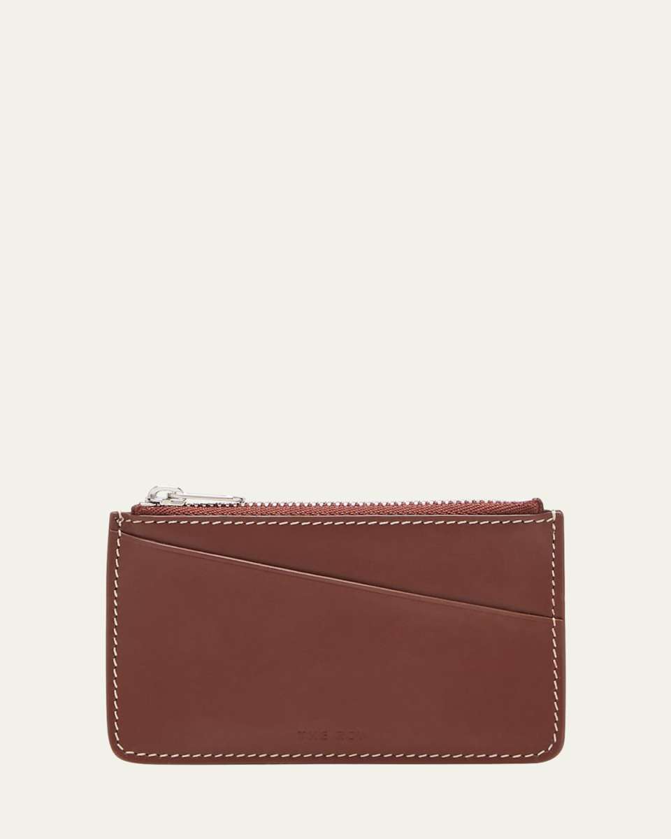 Zipped Key Chain Wallet in Shiny Box Calfskin