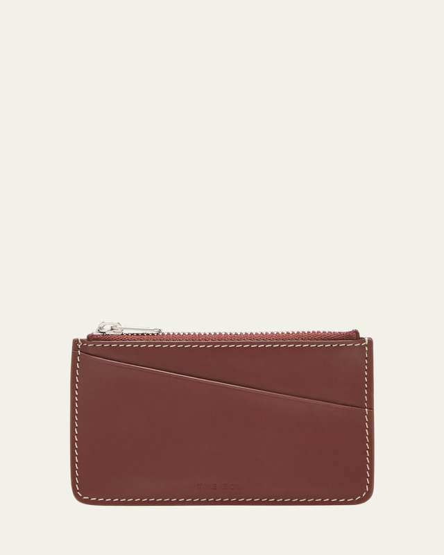 Zipped Key Chain Wallet in Shiny Box Calfskin