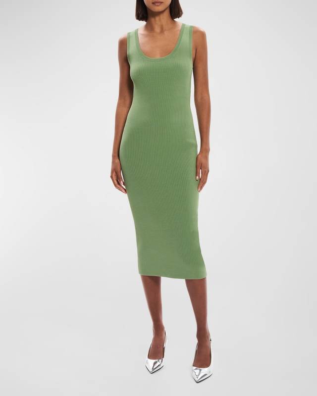 Sleeveless Rib-Knit Tank Midi Dress
