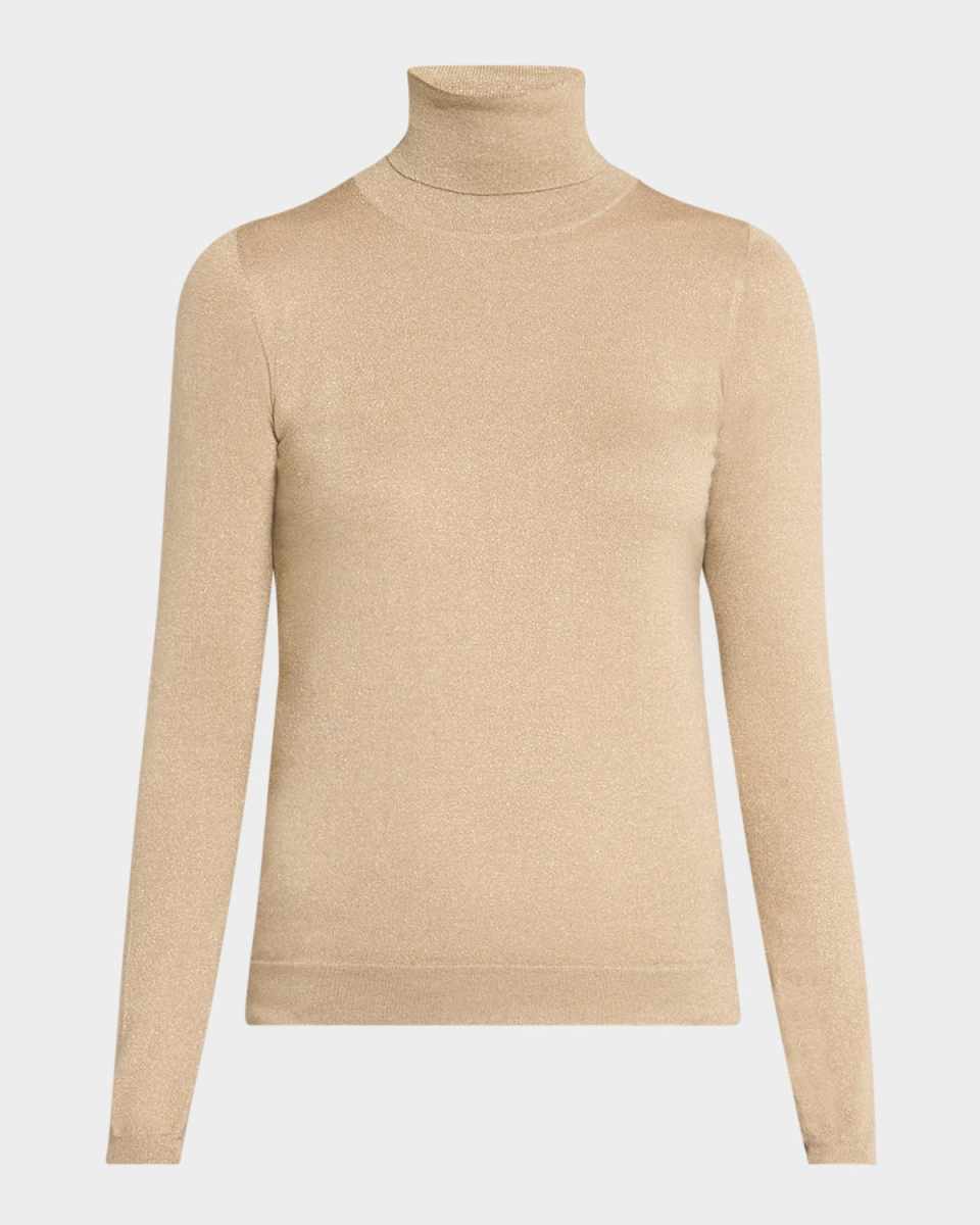 Metallic Cashmere-Silk Turtleneck Sweater