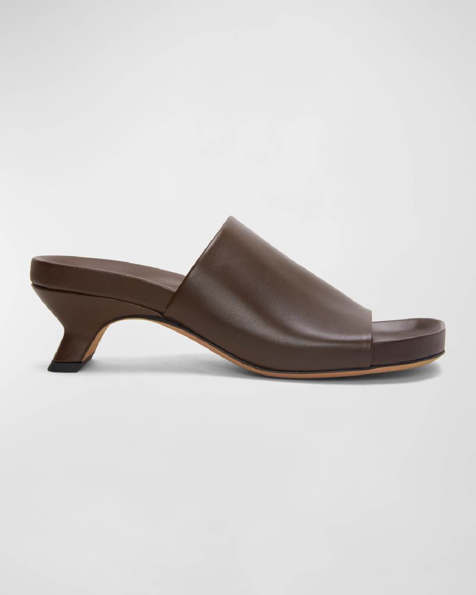 Ease Leather Kitten-Heel Slide Sandals