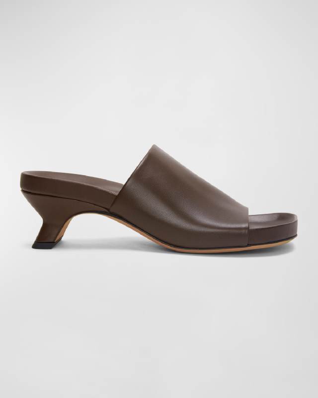 Ease Leather Kitten-Heel Slide Sandals