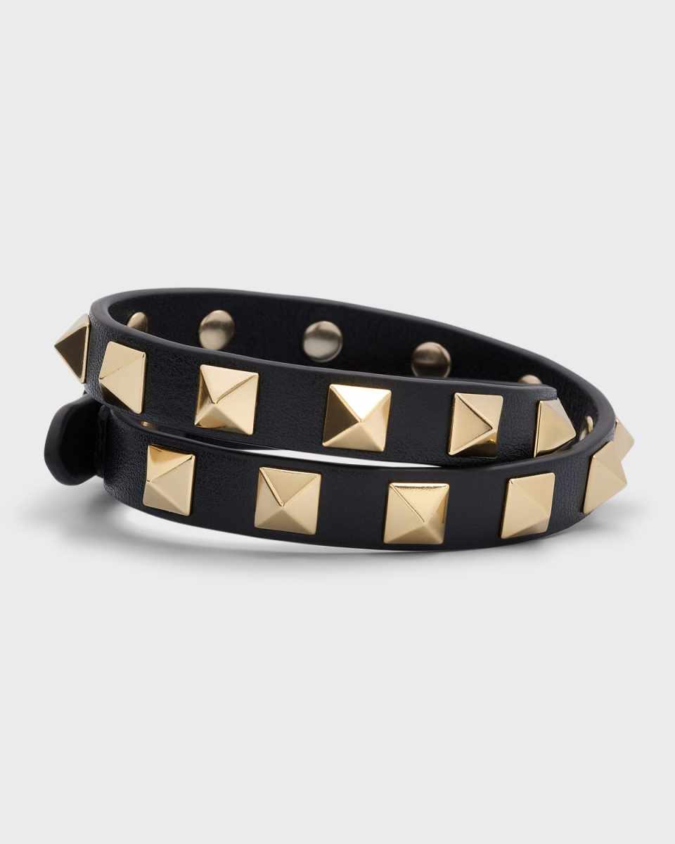 Rockstud Leather Double Wrap Bracelet