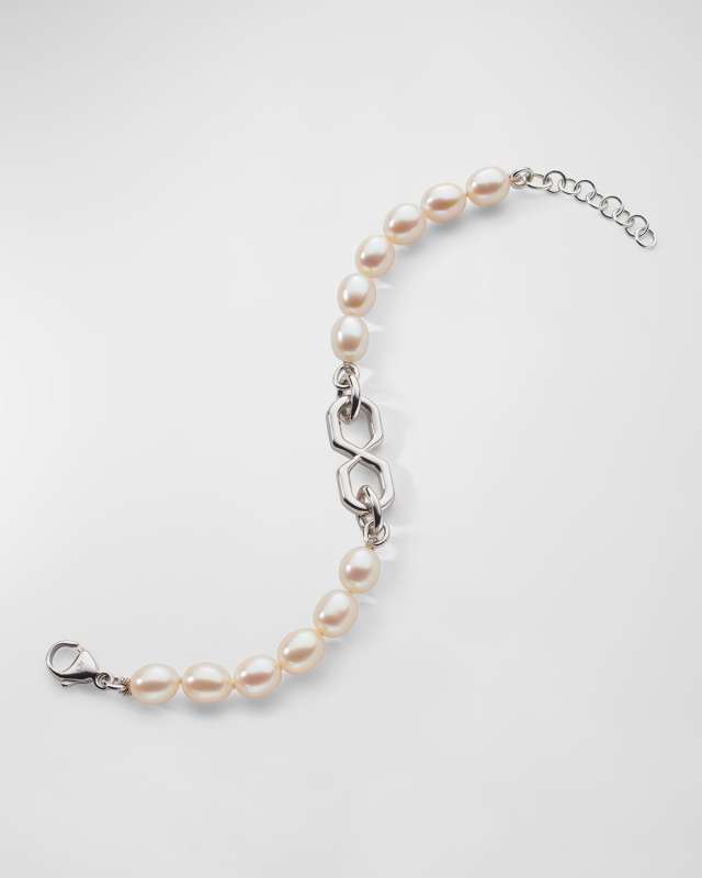 Sterling Silver The Symbol Pearl Infinity Bracelet