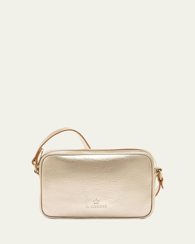 Oliveta Metallic Vacchetta Leather Crossbody Bag