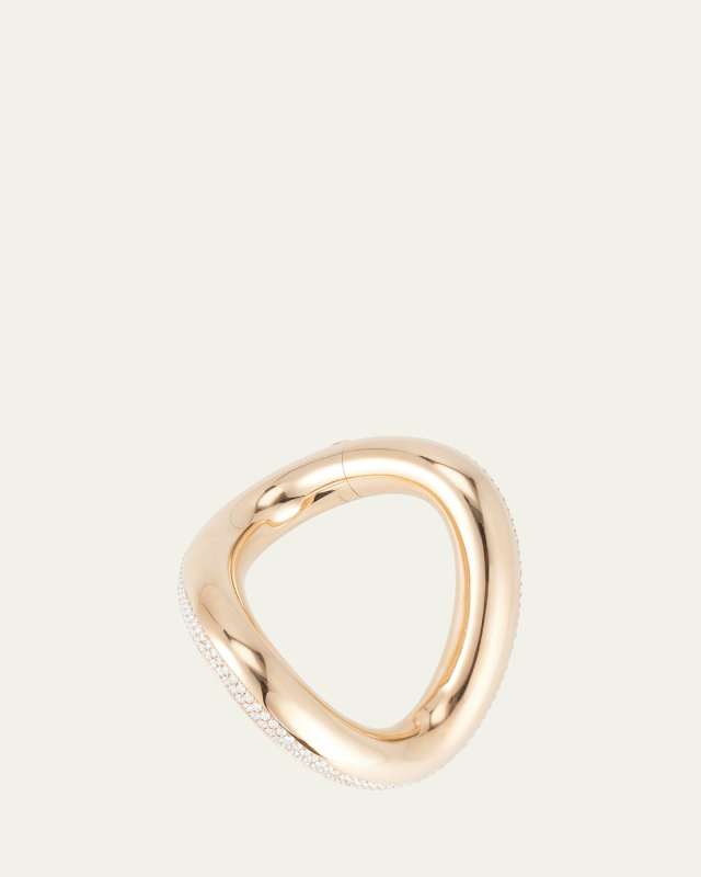 18K Rose Gold Wave Bangle with Diamonds, Left Wrist