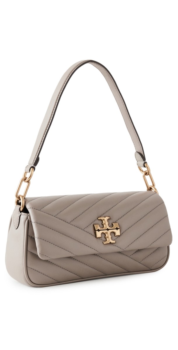 Tory Burch Kira Chevron Small Flap Shoulder Bag Gray Heron