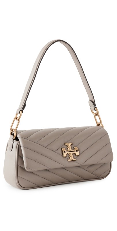 Tory Burch Kira Chevron Small Flap Shoulder Bag Gray Heron