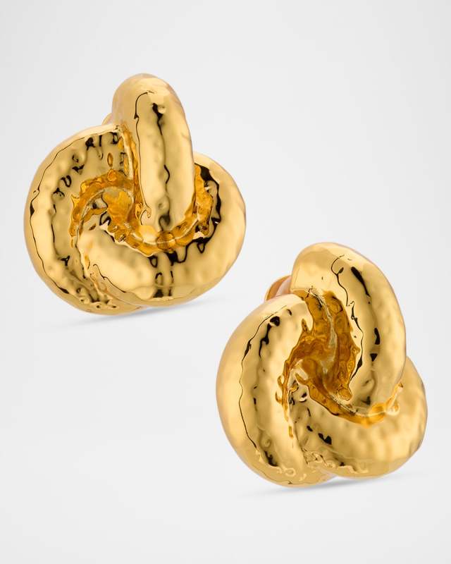 Hammered Knot Clip-On Earrings