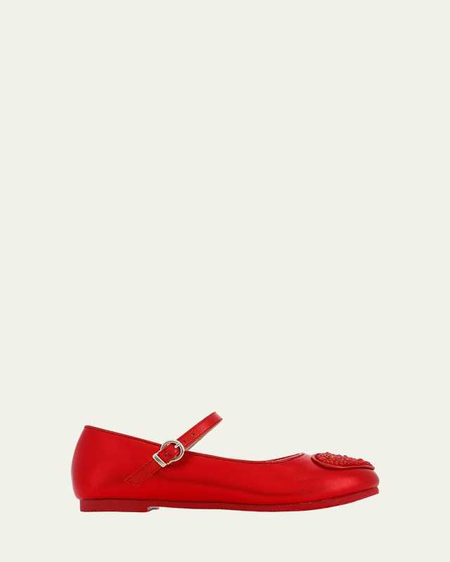 Girl's Amora Glitter Heart Leather Flats, Toddlers/Kids