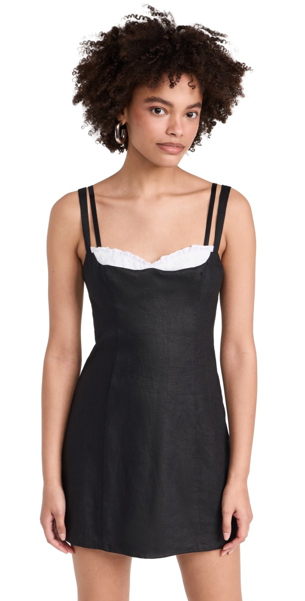 Reformation Lovella Linen Dress Black