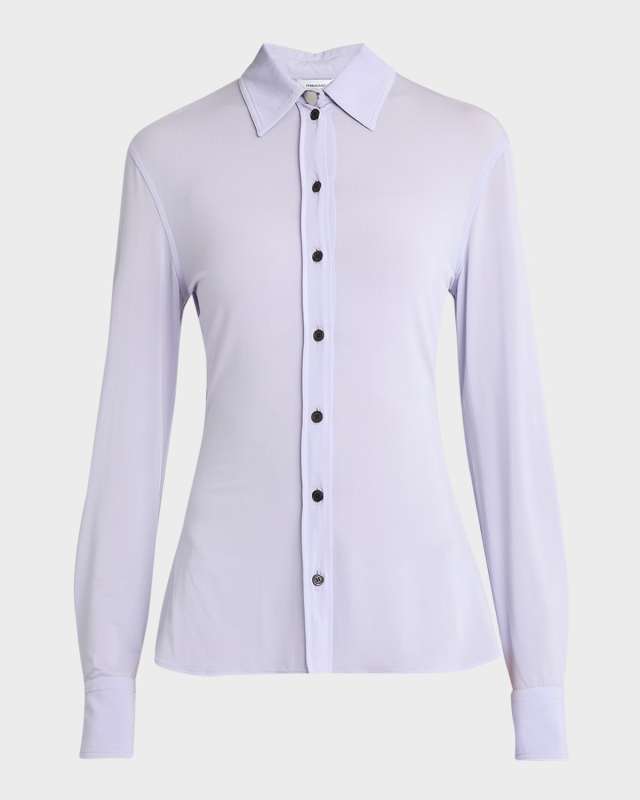Stretch Viscose Jersey Button Down Top