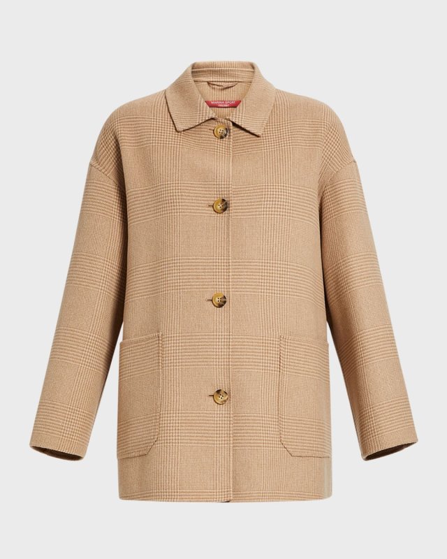 Plus Size Nadia Check-Print Wool-Blend Coat