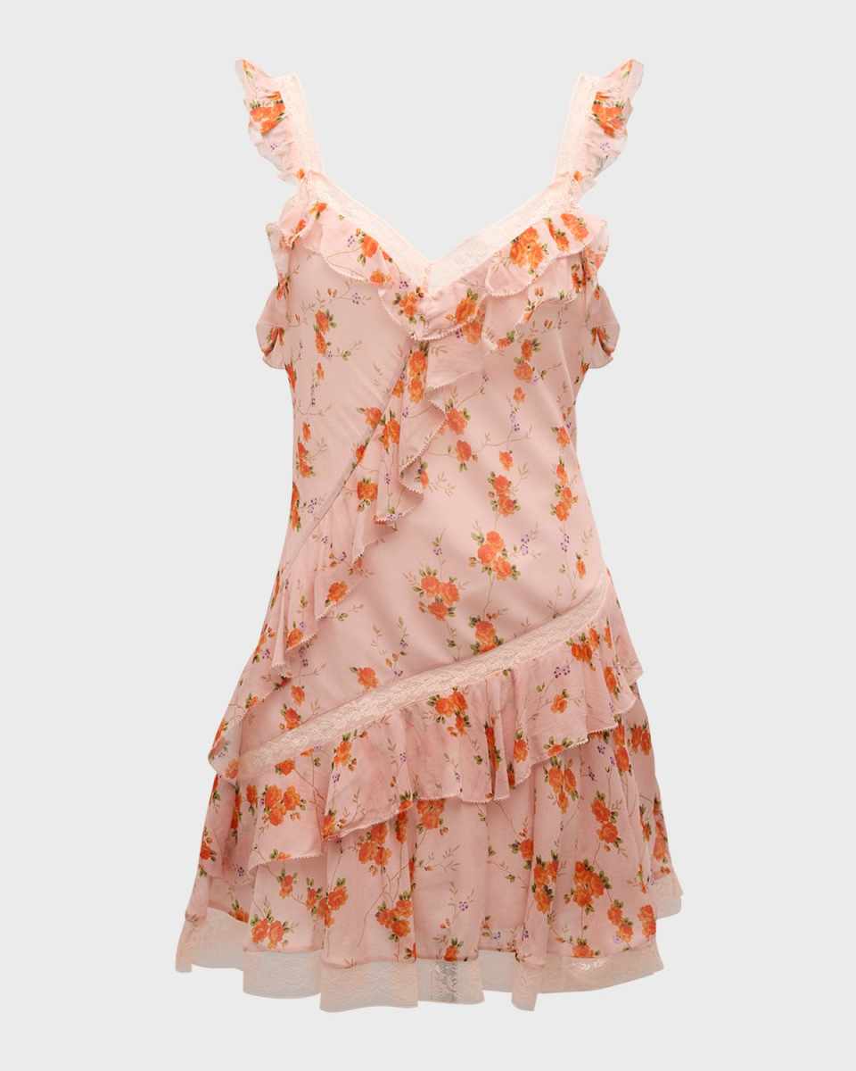 Serima Tiered Floral Lace Sleeveless Mini Dress