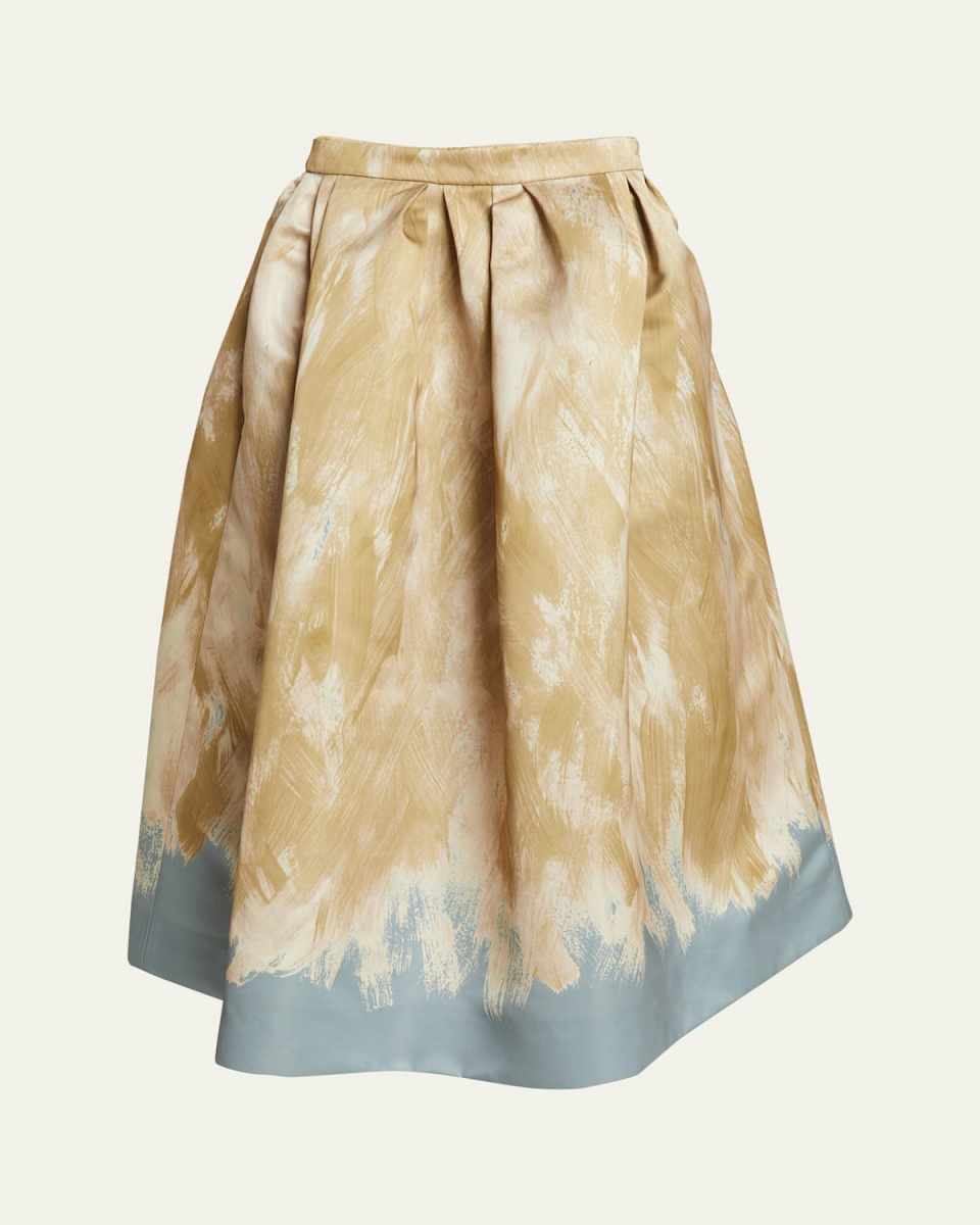 Soni Paint Stroke Pleated Midi Skirt