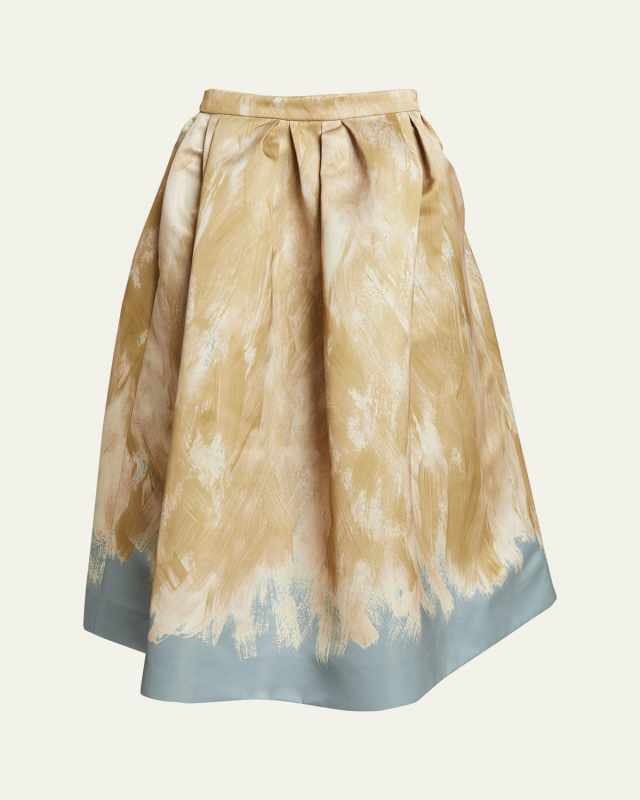 Soni Paint Stroke Pleated Midi Skirt