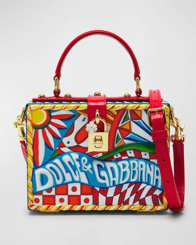 Logo Printed Leather Box Top-Handle Bag