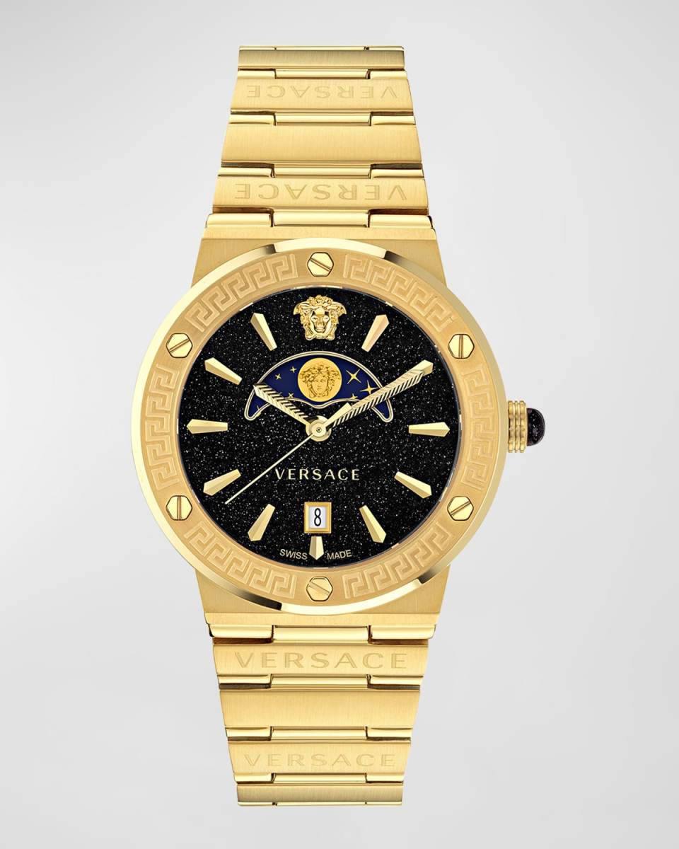 38mm Greca Logo Watch with Bracelet Strap, Gold Plated