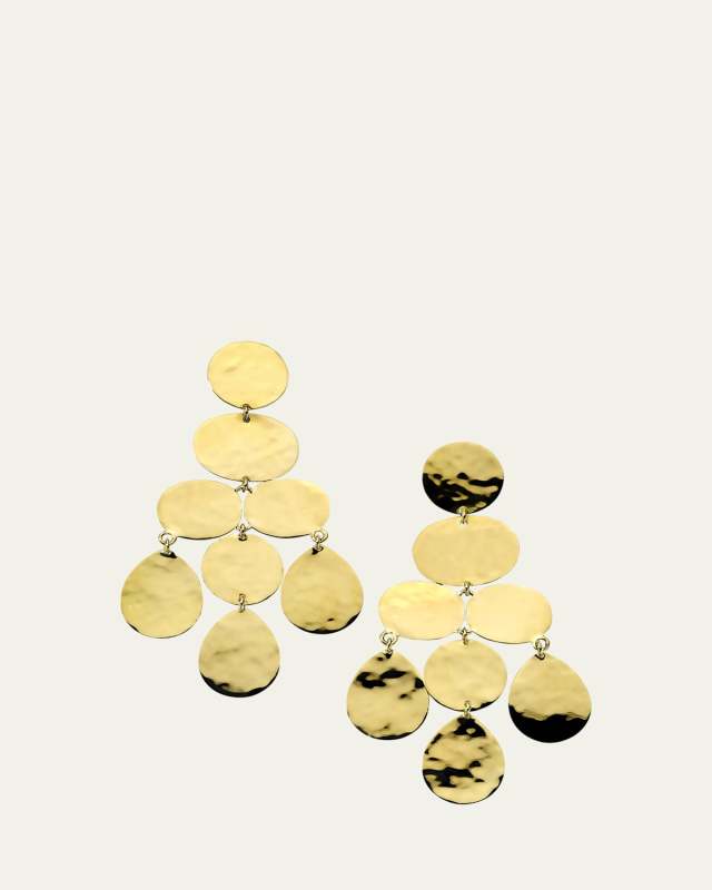 Small Crinkle Chandelier Earrings in 18K Gold