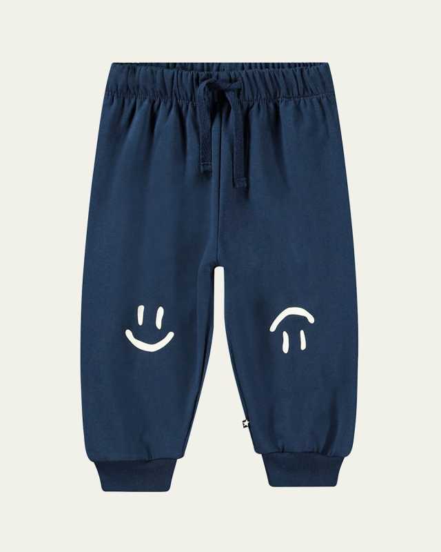 Boy's Simeon Happy Face Joggers, Size 3M-2