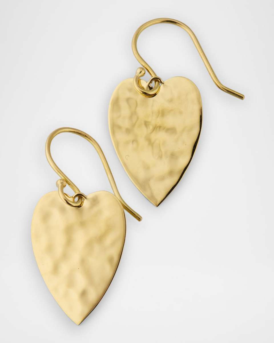 Classico Crinkle Medium Size Heart Earrings in 18K Gold