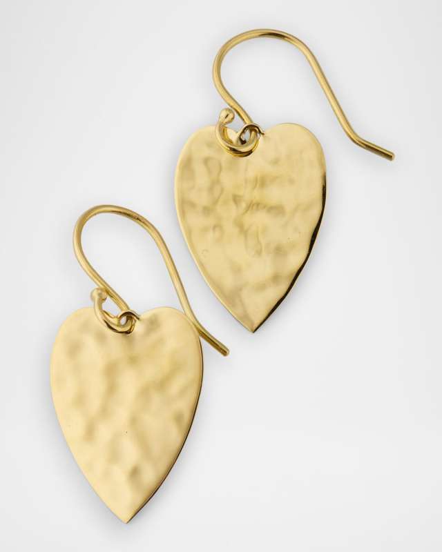 Classico Crinkle Medium Size Heart Earrings in 18K Gold