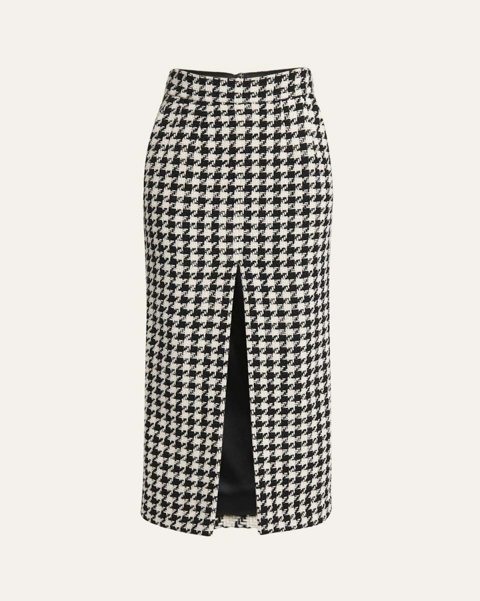 Pied De Poule Wool Maxi Skirt