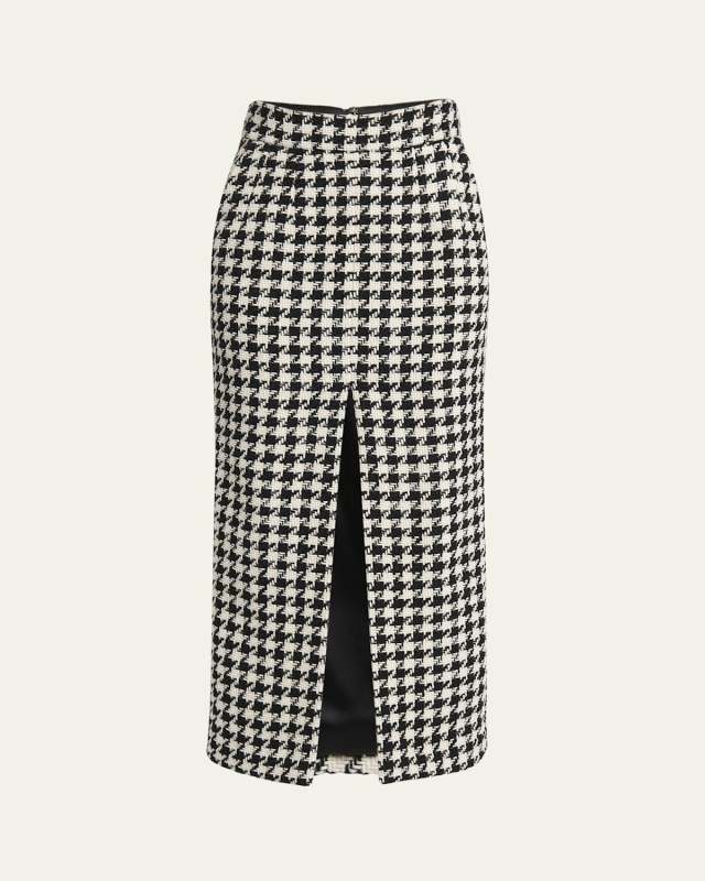 Pied De Poule Wool Maxi Skirt