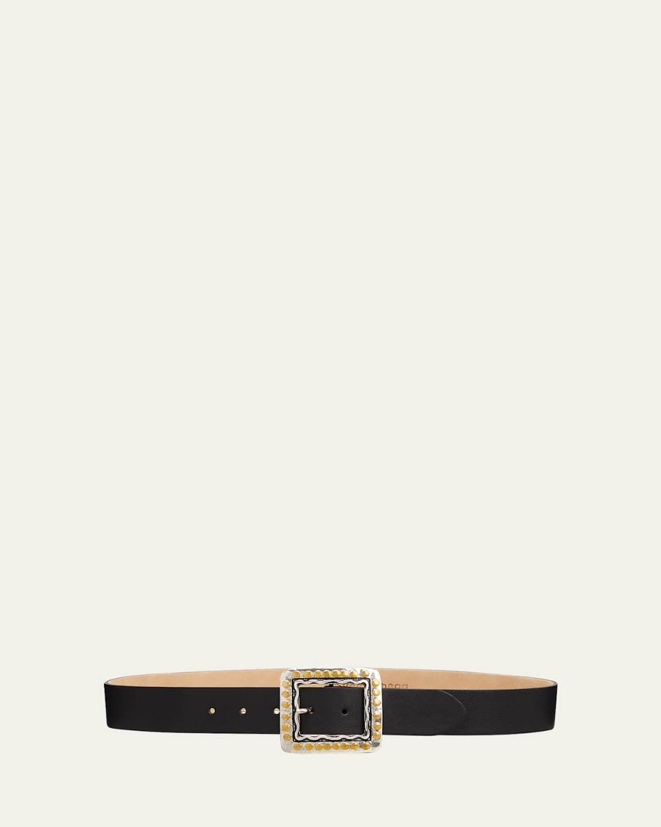 Antique Square Studded Leather Belt