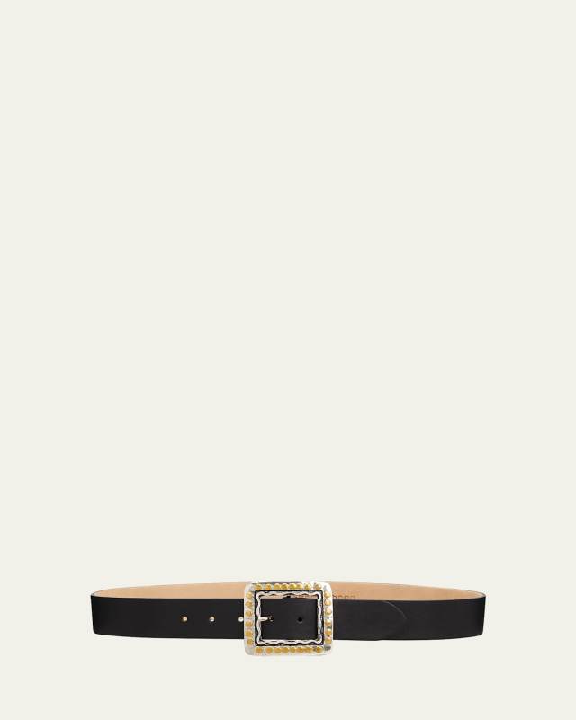 Antique Square Studded Leather Belt