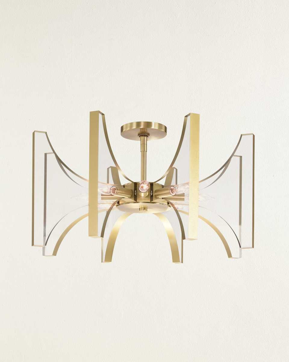 Genesis Acrylic and Antique Brass 8-Light Semi-Flush Light Fixture