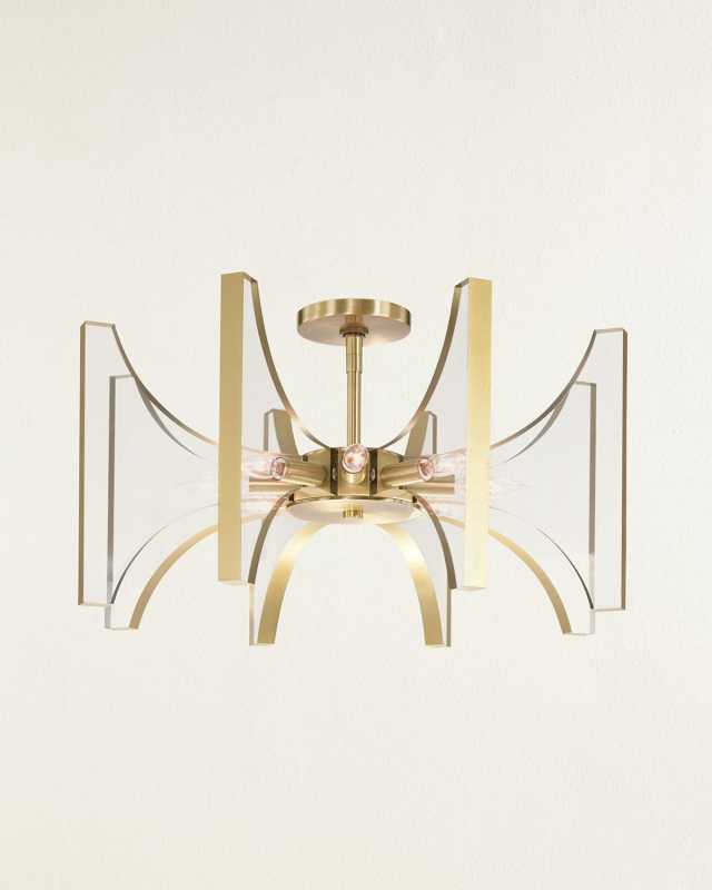 Genesis Acrylic and Antique Brass 8-Light Semi-Flush Light Fixture