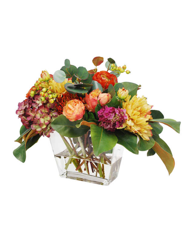 Dahlia Hydrangea Arrangement in Rectangle Vase
